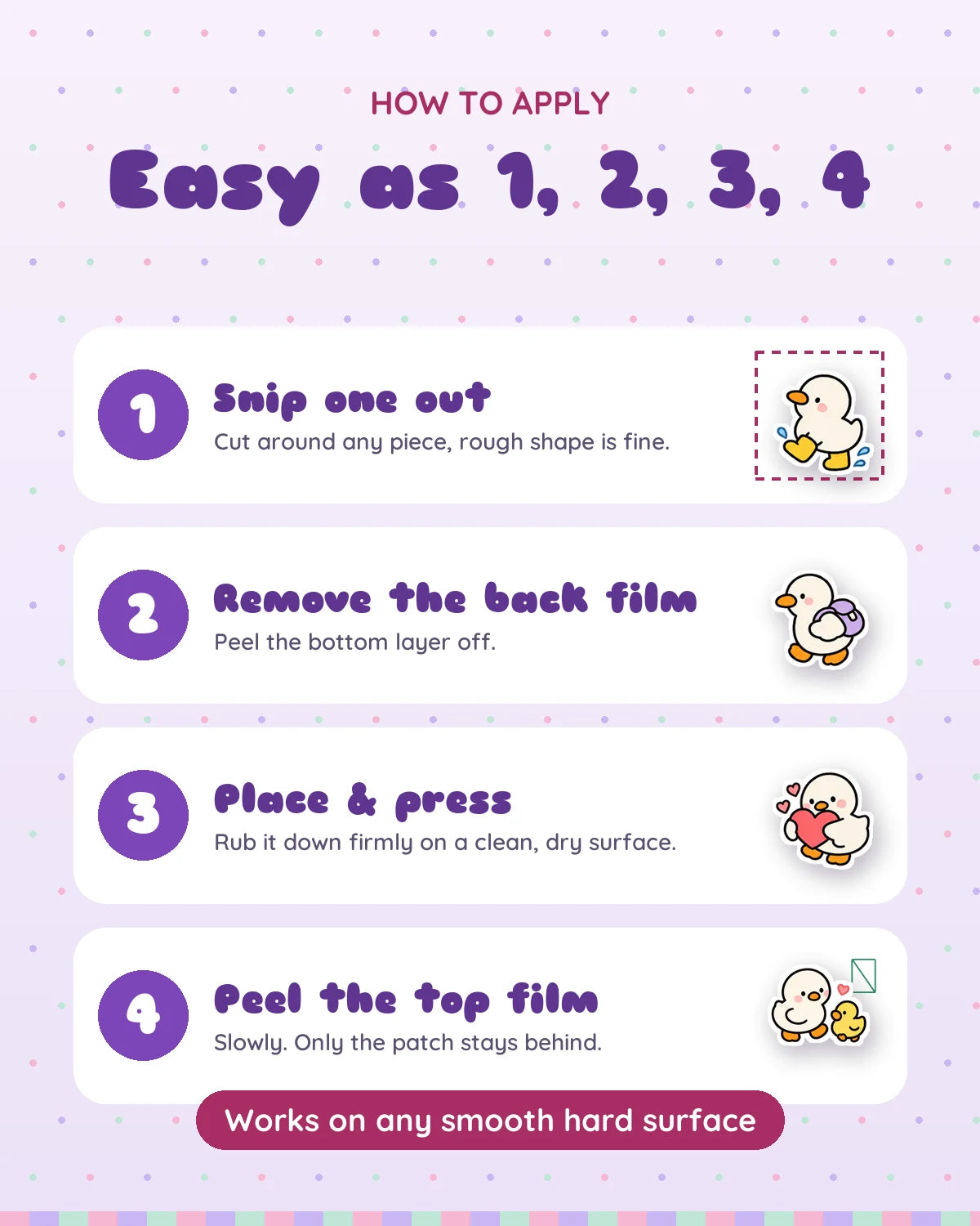 Softy Ducky mini patches: how to apply