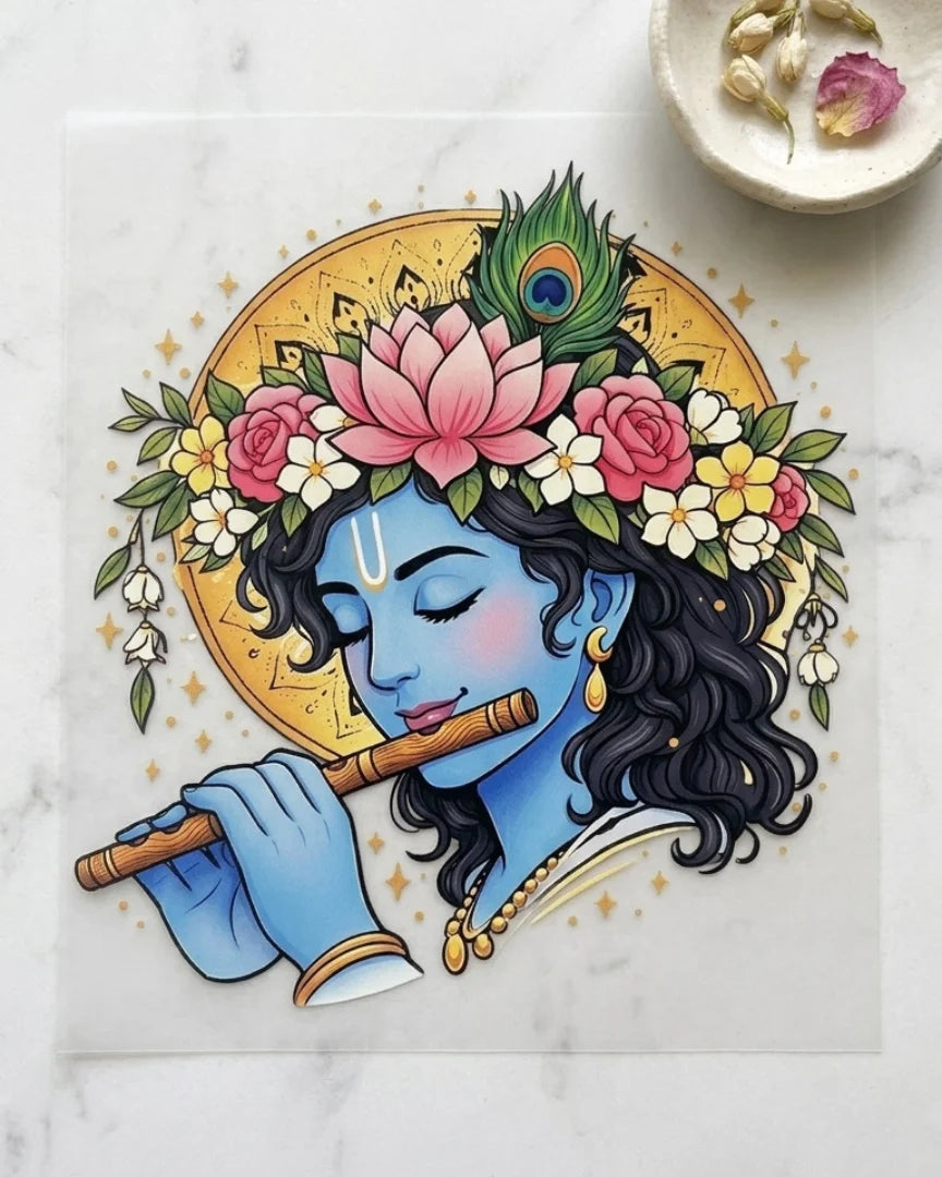Blossom Krishna | Iron-on Patch | Divine Blessing