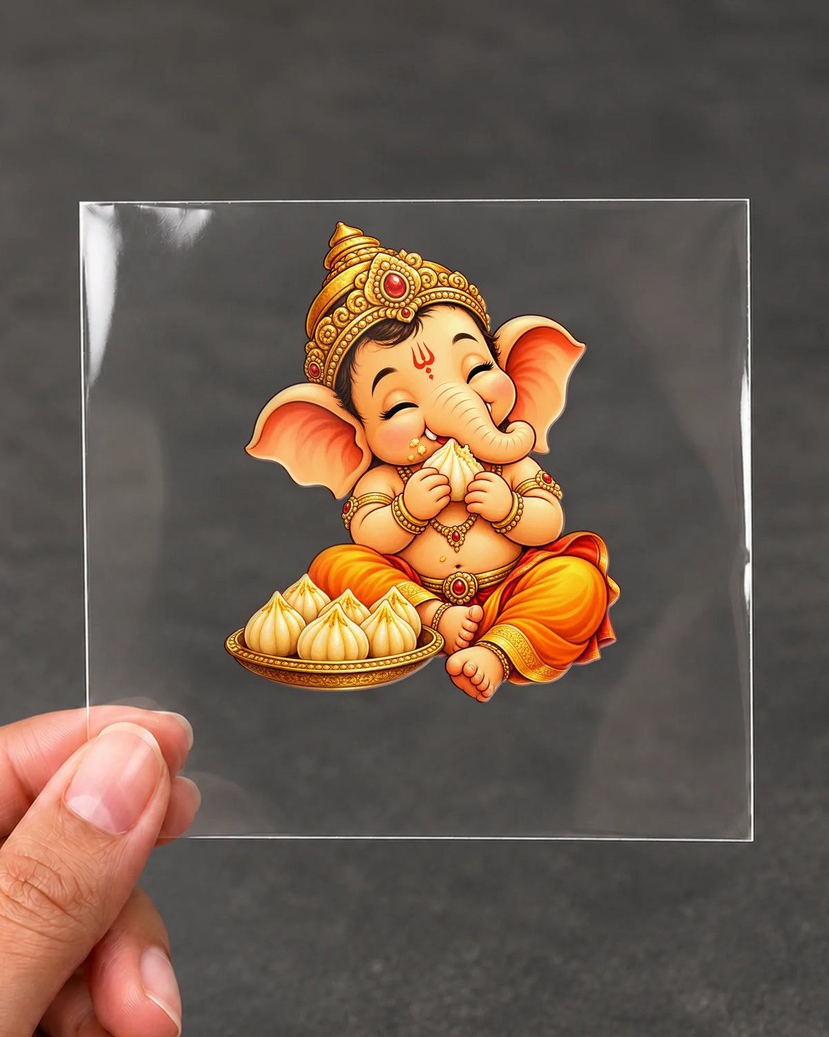 Modak Wale Bappa hard surface patch on clear film