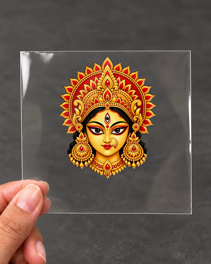 Maa Durga Mukh hard surface patch on clear film