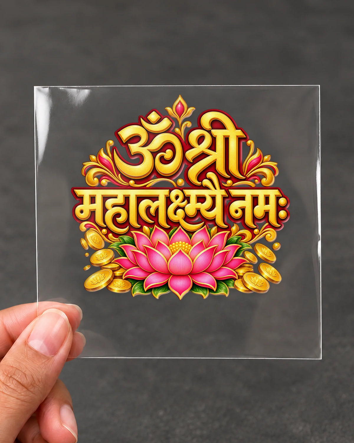 Om Shri Mahalakshmi hard surface patch on clear film