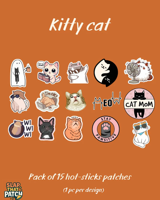 Kitty cat | Pack of 15 Hot-Sticks | Iron on patches