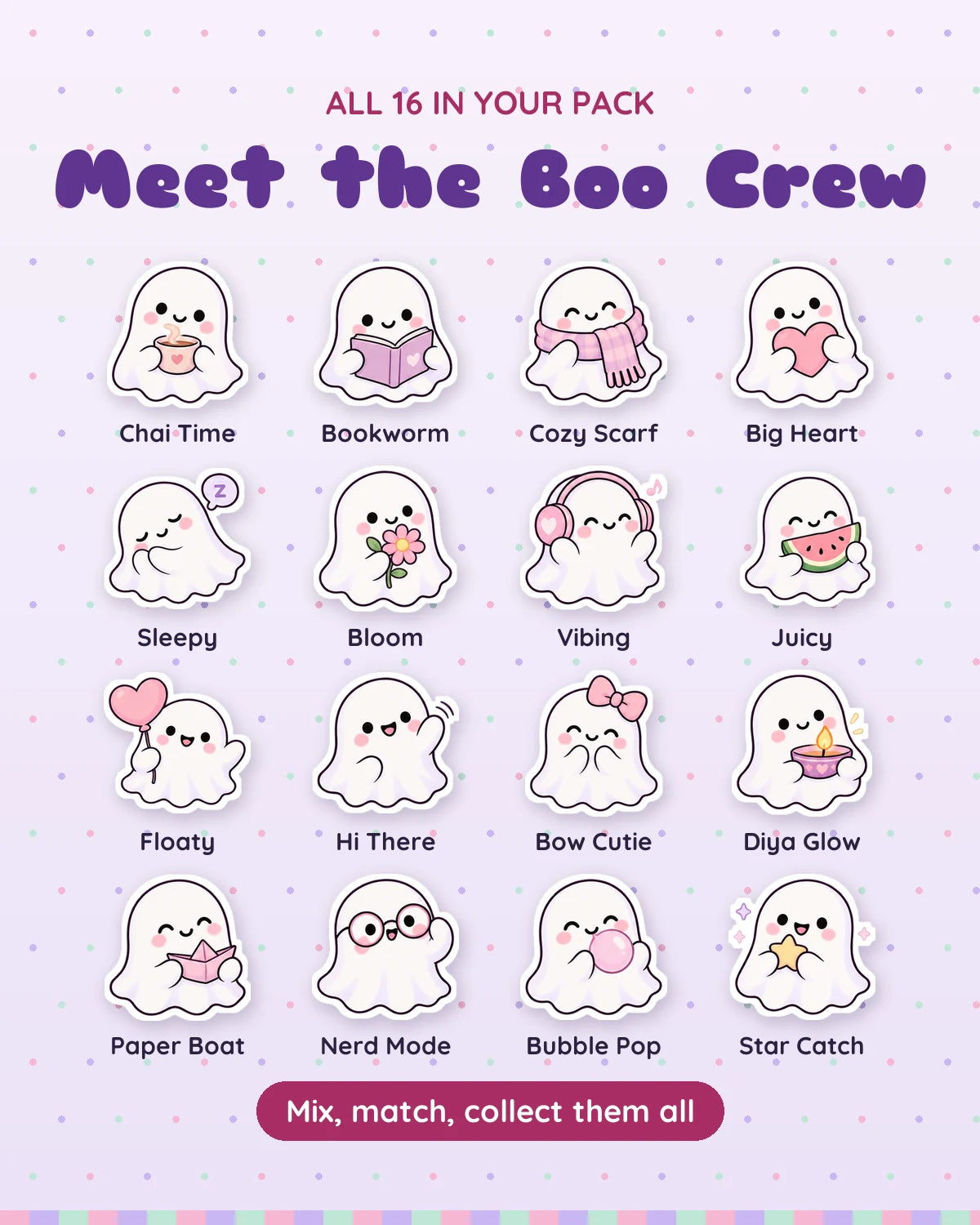 Boo Crew: all 16 pieces