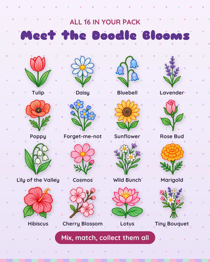 Doodle Blooms: all 16 pieces