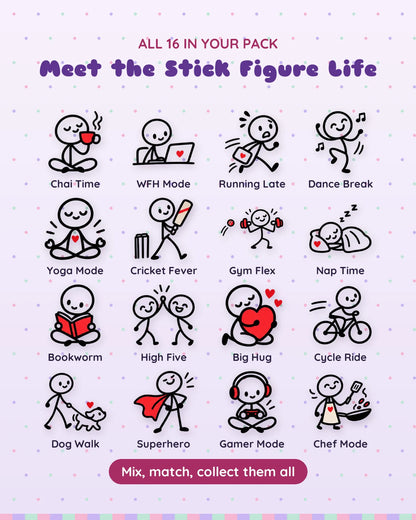 Stick Figure Life: all 16 pieces