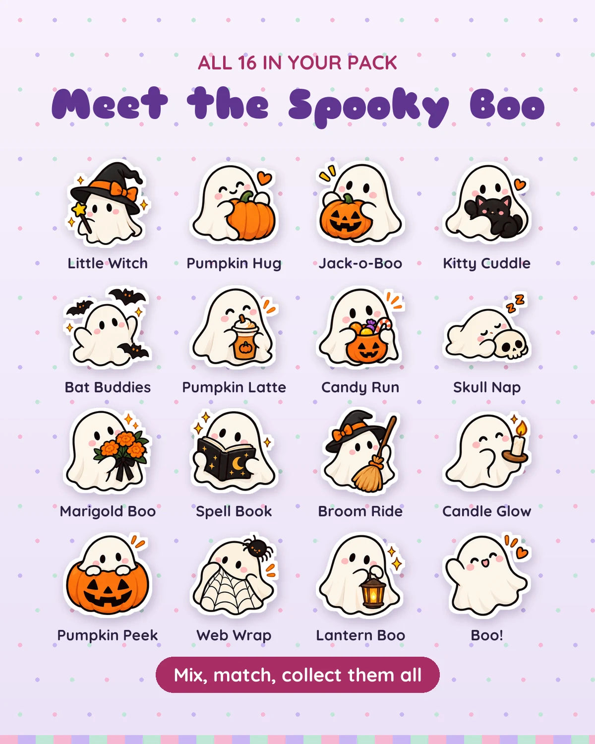 Spooky Boo: all 16 pieces