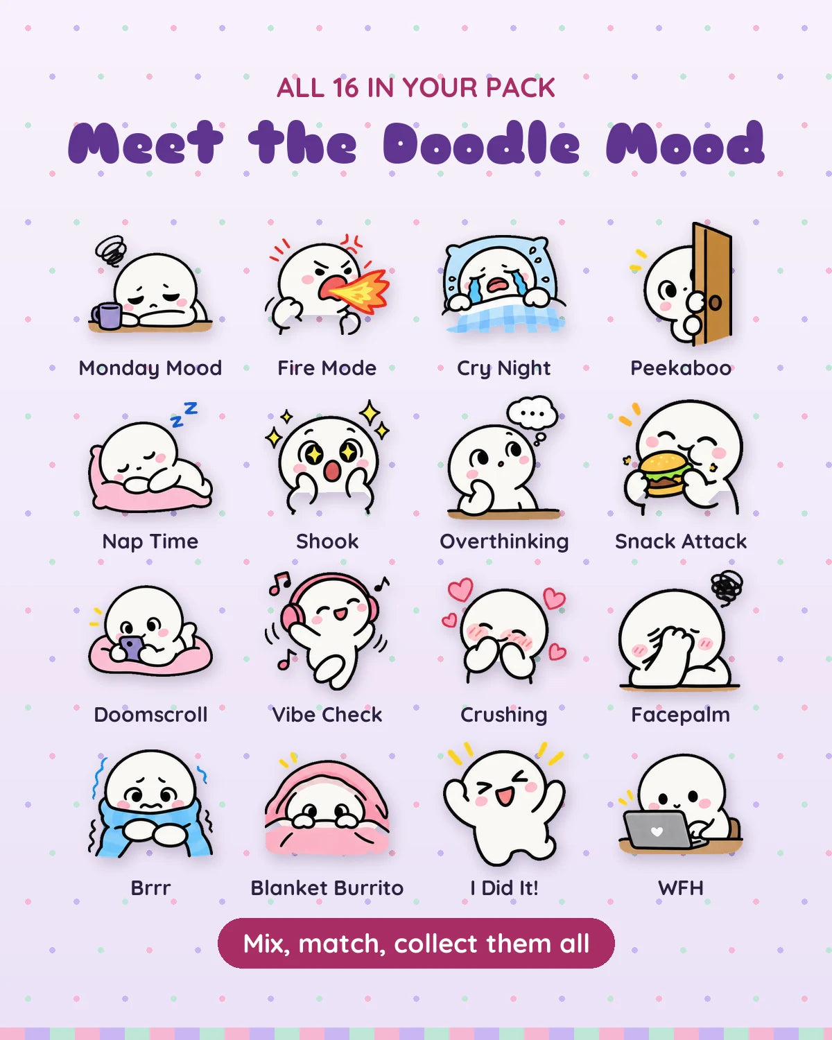 Doodle Mood: all 16 pieces