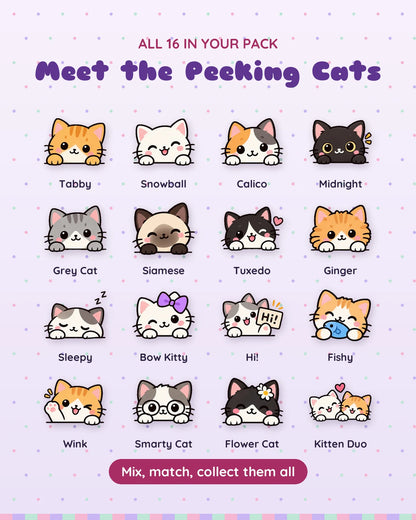 Peeking Cats: all 16 pieces