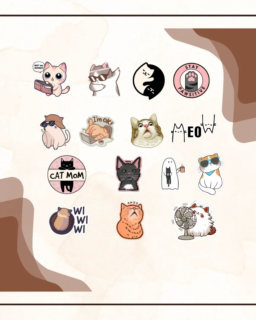 किटी कैट | 15 हॉट-स्टिक्स का पैक | आयरन-ऑन पैच