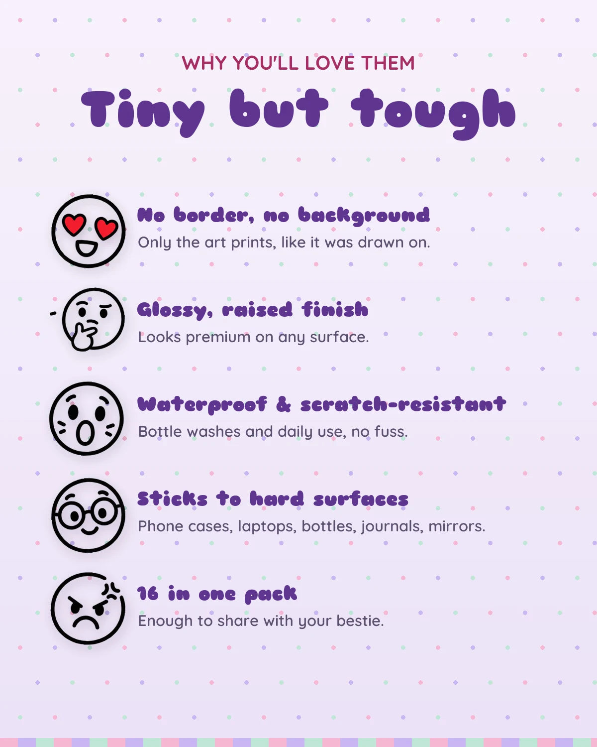 Line Emojis mini patches: features