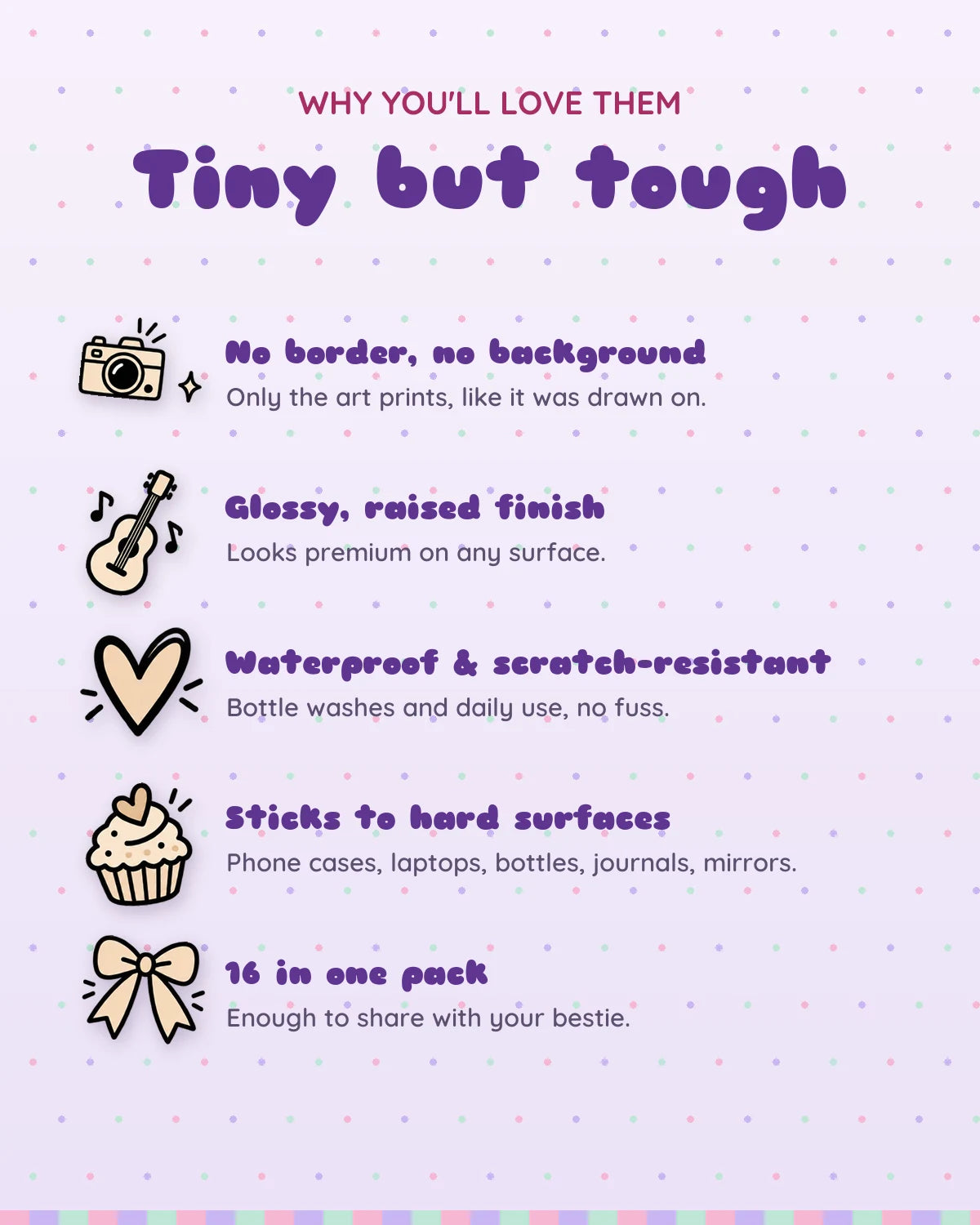 Tiny Doodles mini patches: features