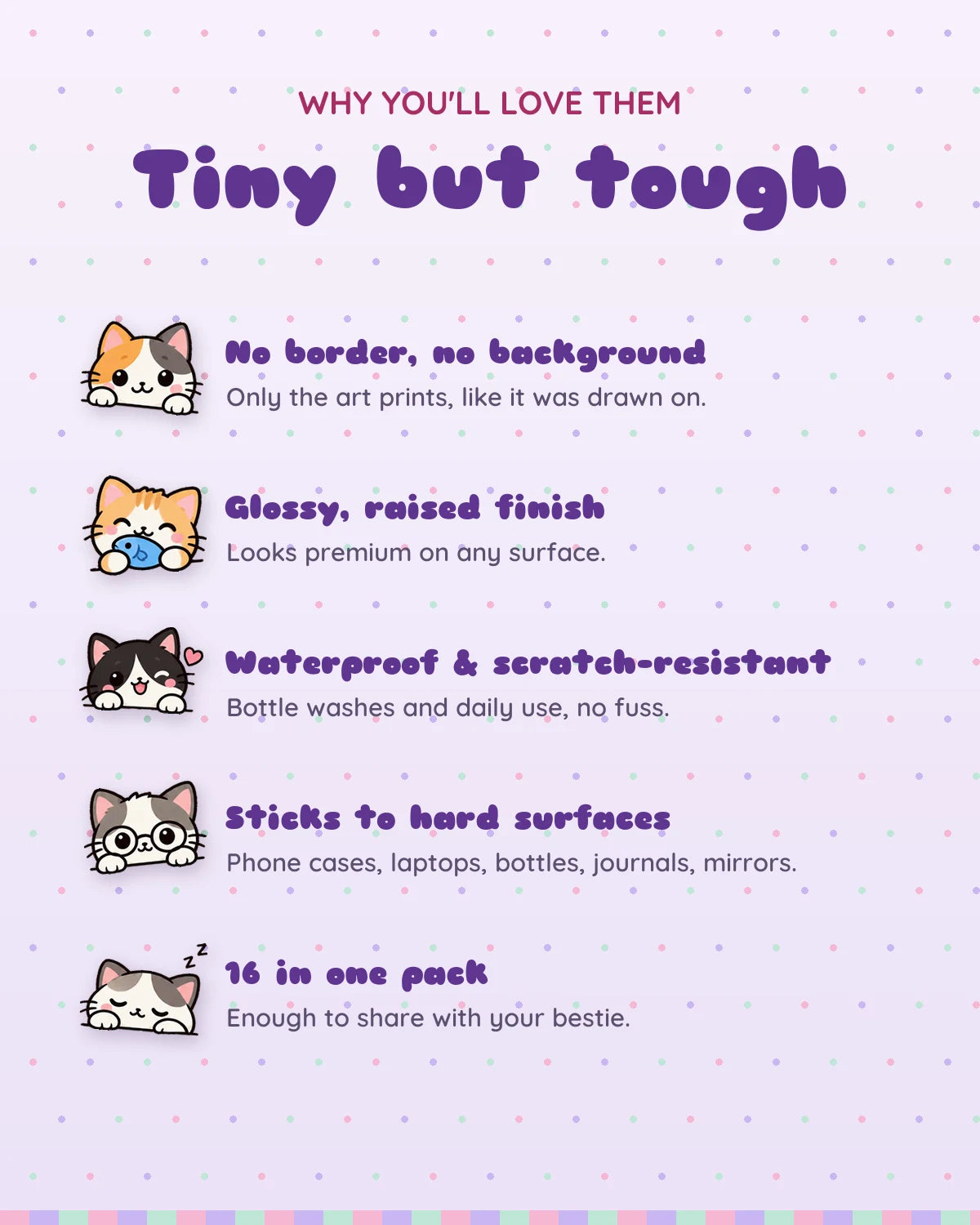 Peeking Cats mini patches: features