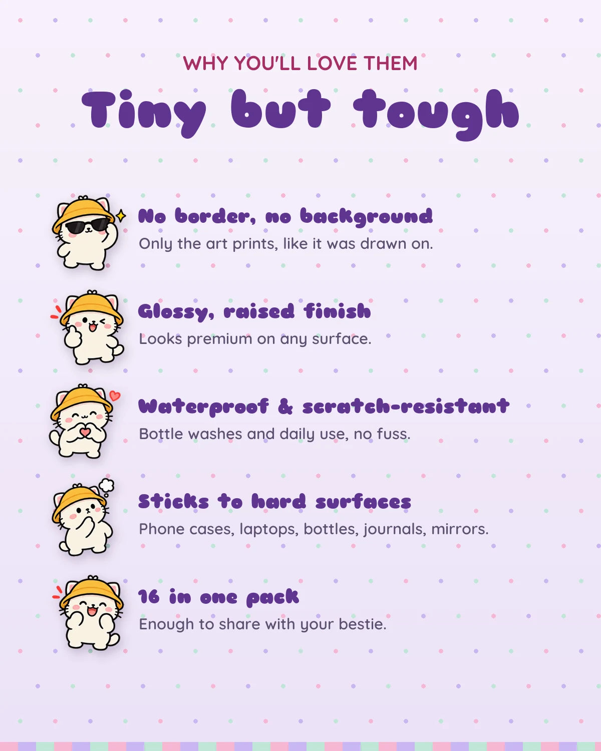 Chill Kitty mini patches: features
