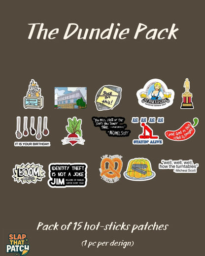 The Dundie Pack | Pack of 15 Hot-Sticks | Iron on patches
