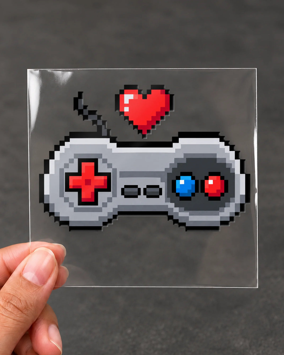8-Bit Love gamer patch on clear film
