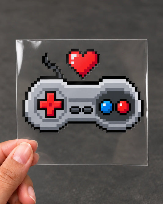 8-Bit Love gamer patch on clear film