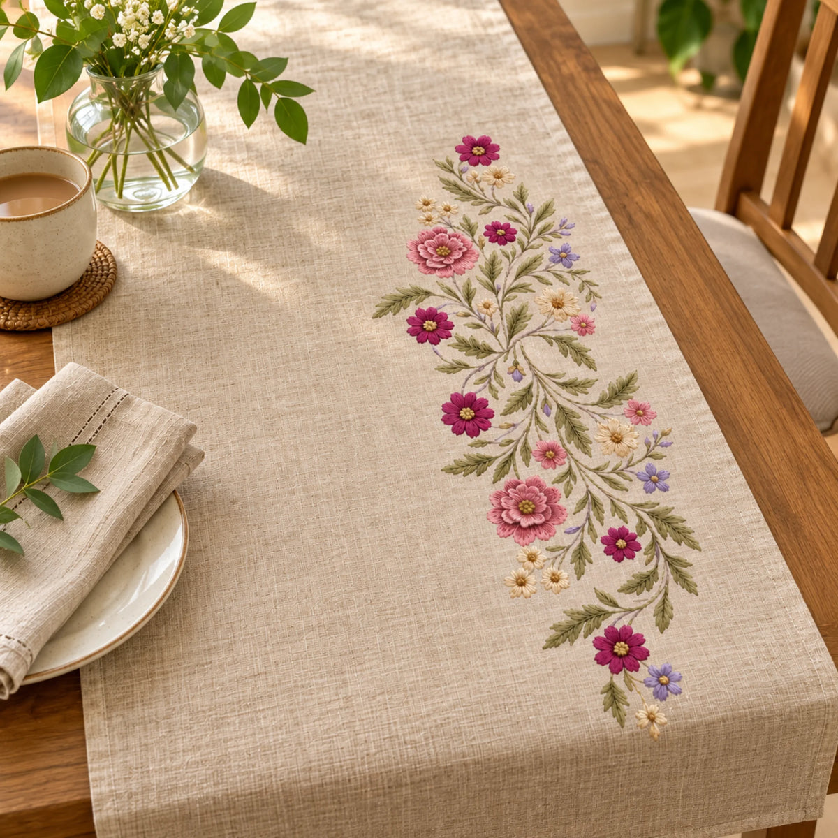 Blush Botanica embroidery-look iron-on patch | Thread Theory