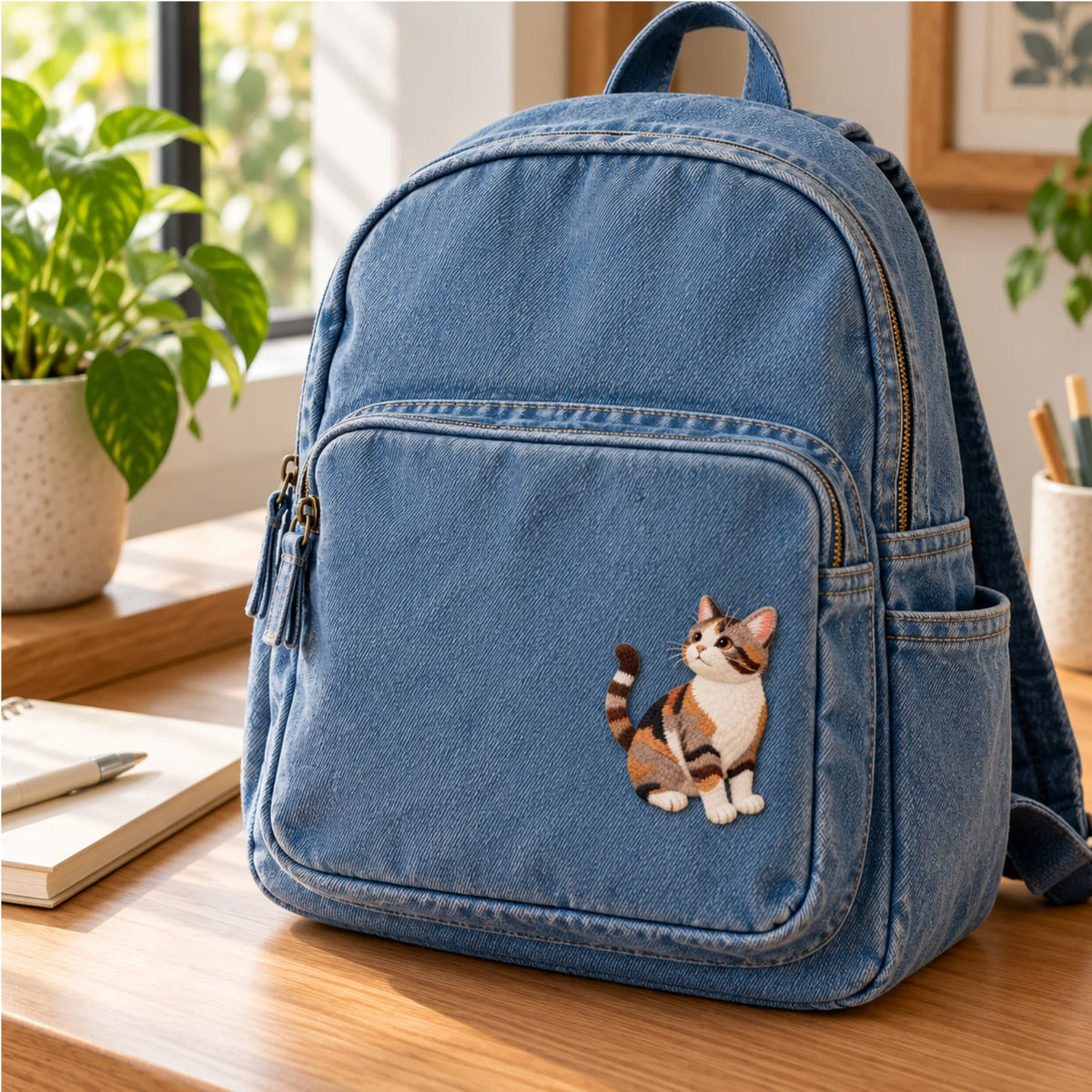 Calico Cutie embroidery-look iron-on patch | Thread Theory