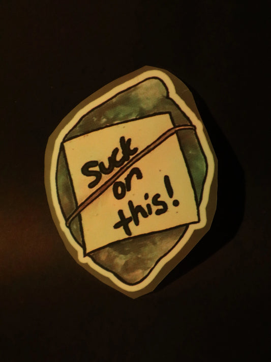 Suck on this! | Iron on patch | The Dundie Pack