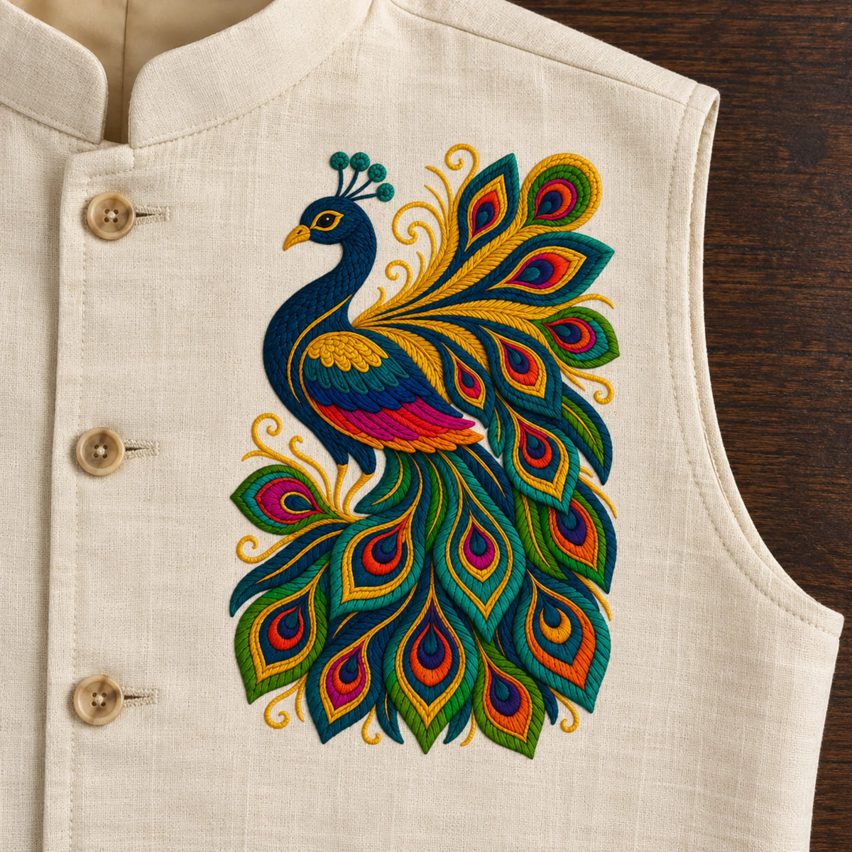 Shahi Mor embroidery-look iron-on patch | Thread Theory