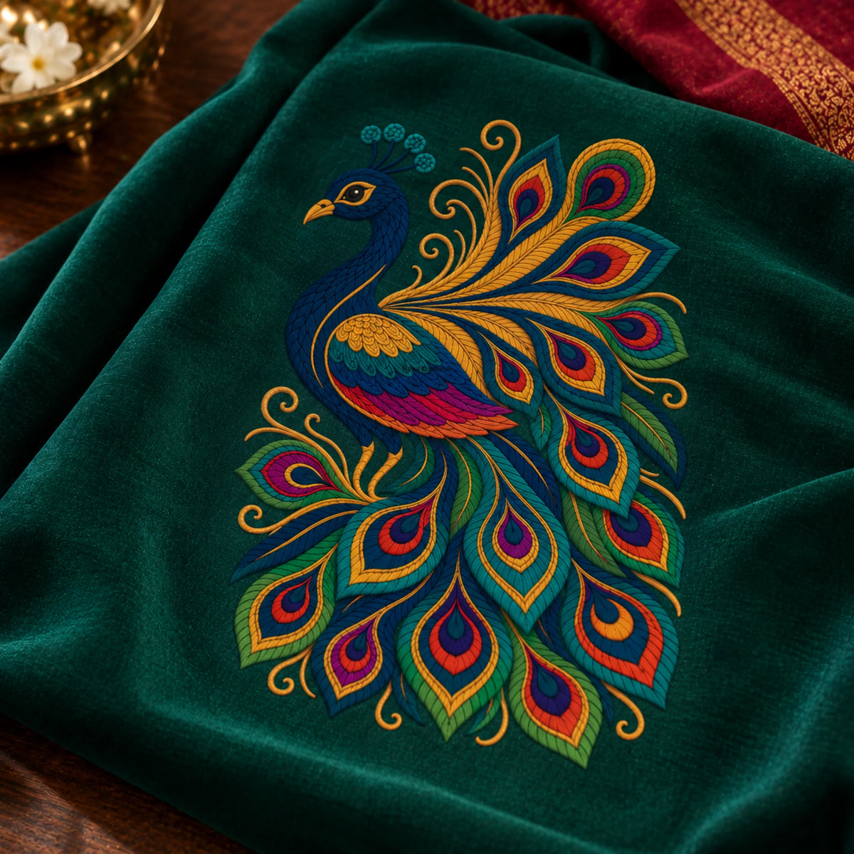 Shahi Mor embroidery-look iron-on patch | Thread Theory