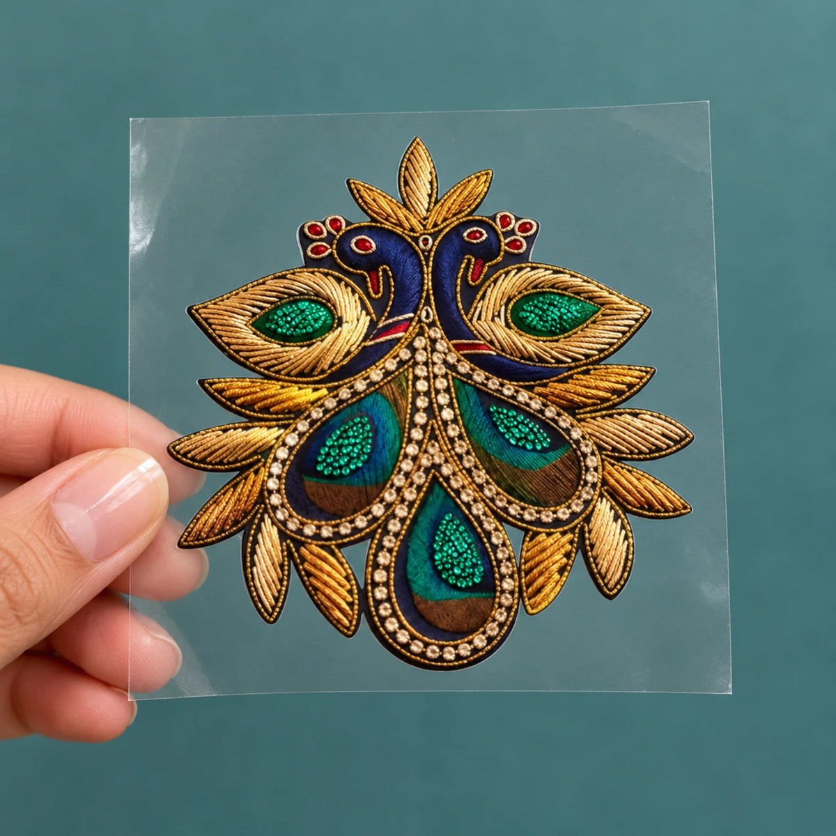 Shahi Pankh embroidery-look iron-on patch | Thread Theory