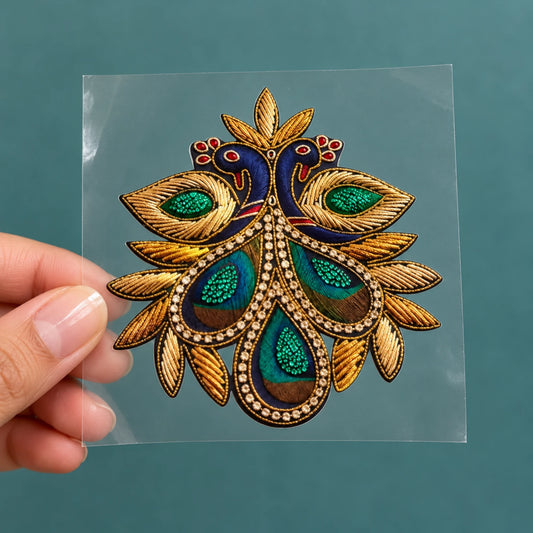 Shahi Pankh embroidery-look iron-on patch | Thread Theory