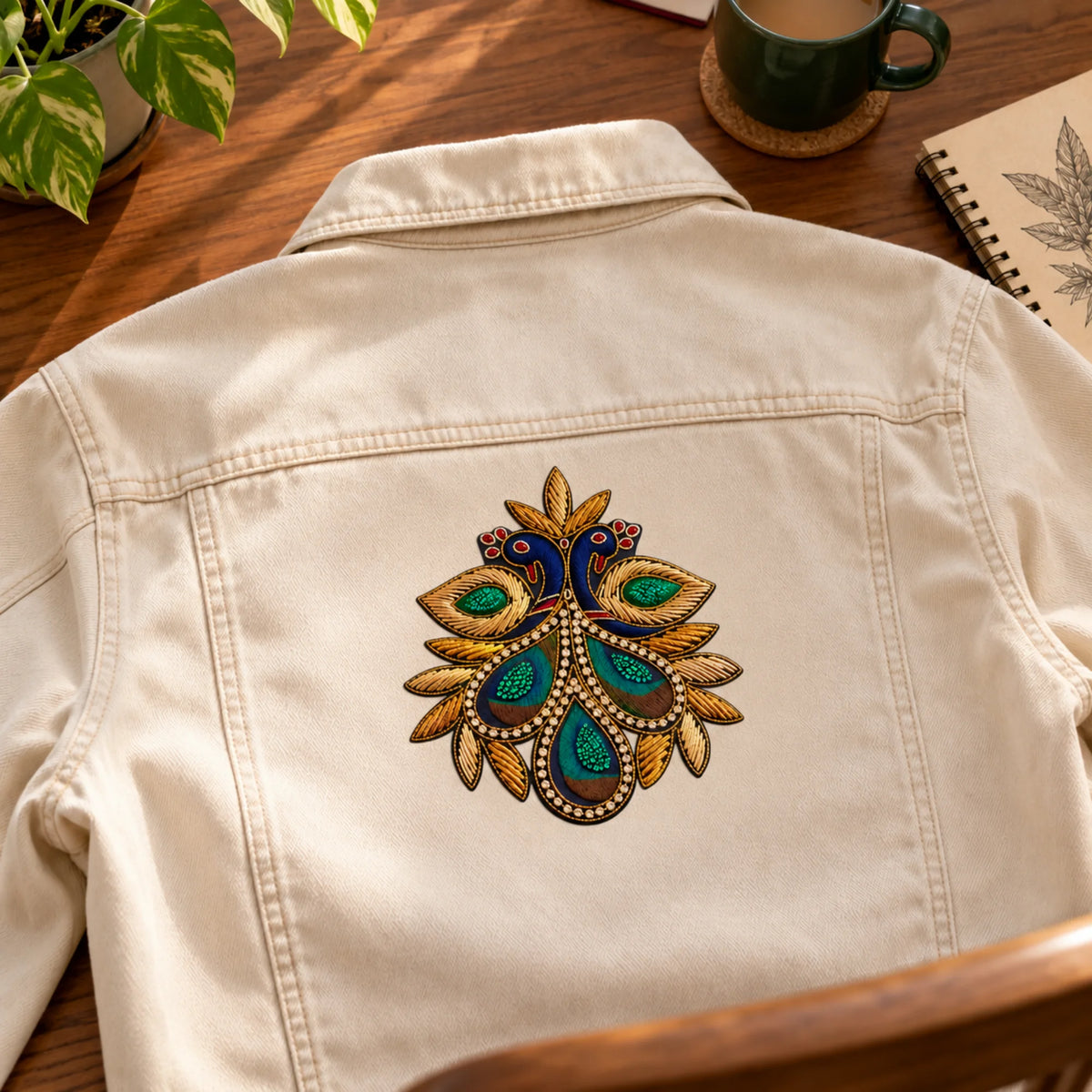 Shahi Pankh embroidery-look iron-on patch | Thread Theory