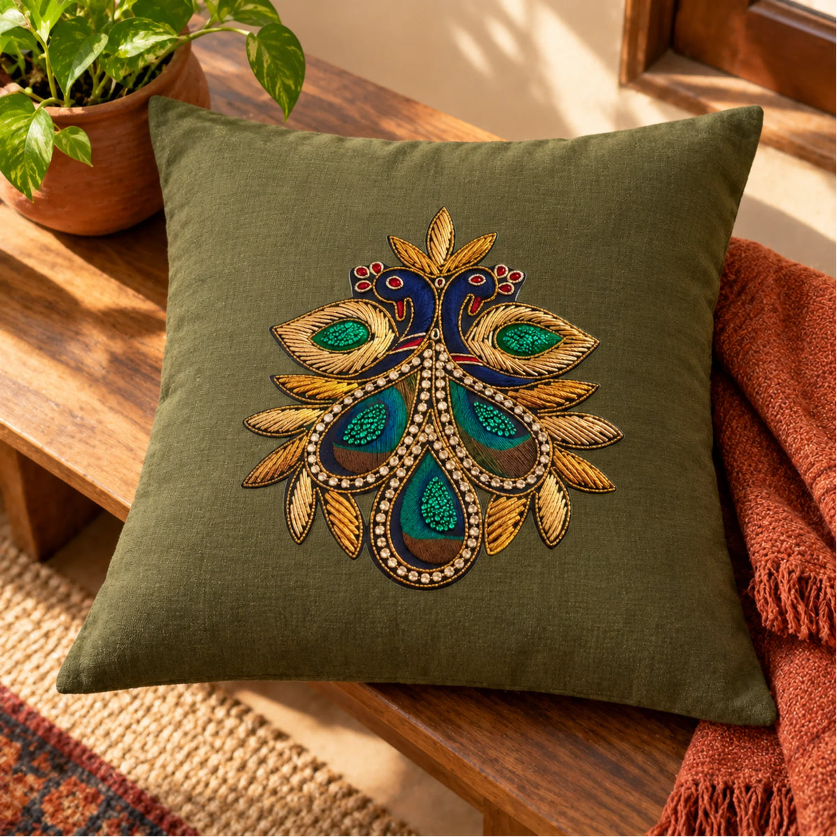 Shahi Pankh embroidery-look iron-on patch | Thread Theory