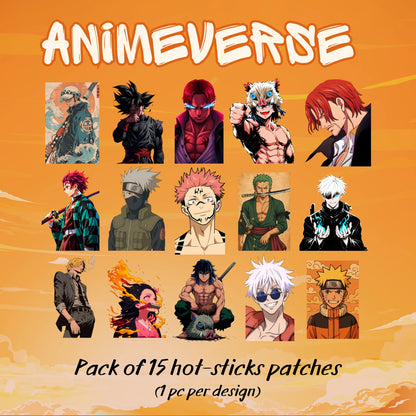 Animeverse | Pack of 15 Hot-Sticks | Iron on patches