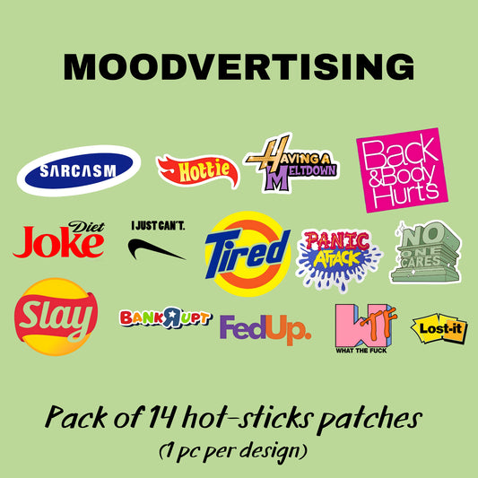 🆕 Moodvertising | Pack of 14 Hot-Sticks | Iron on patches