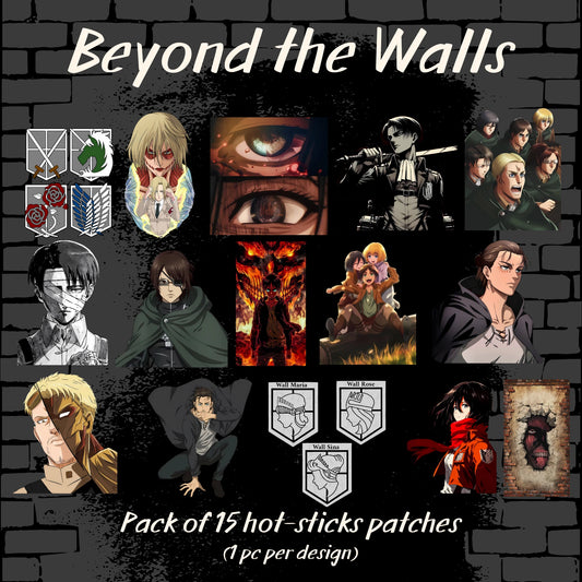 Beyond the walls | Pack of 15 Hot-Sticks | Iron on patches