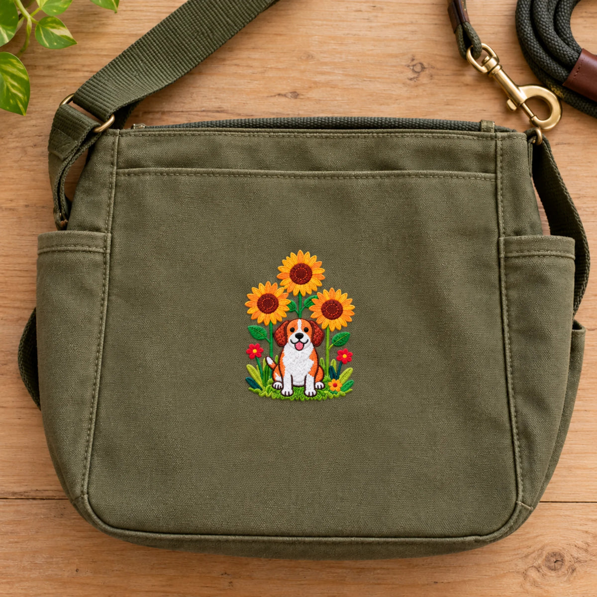 Sunflower Pup embroidery-look iron-on patch | Thread Theory