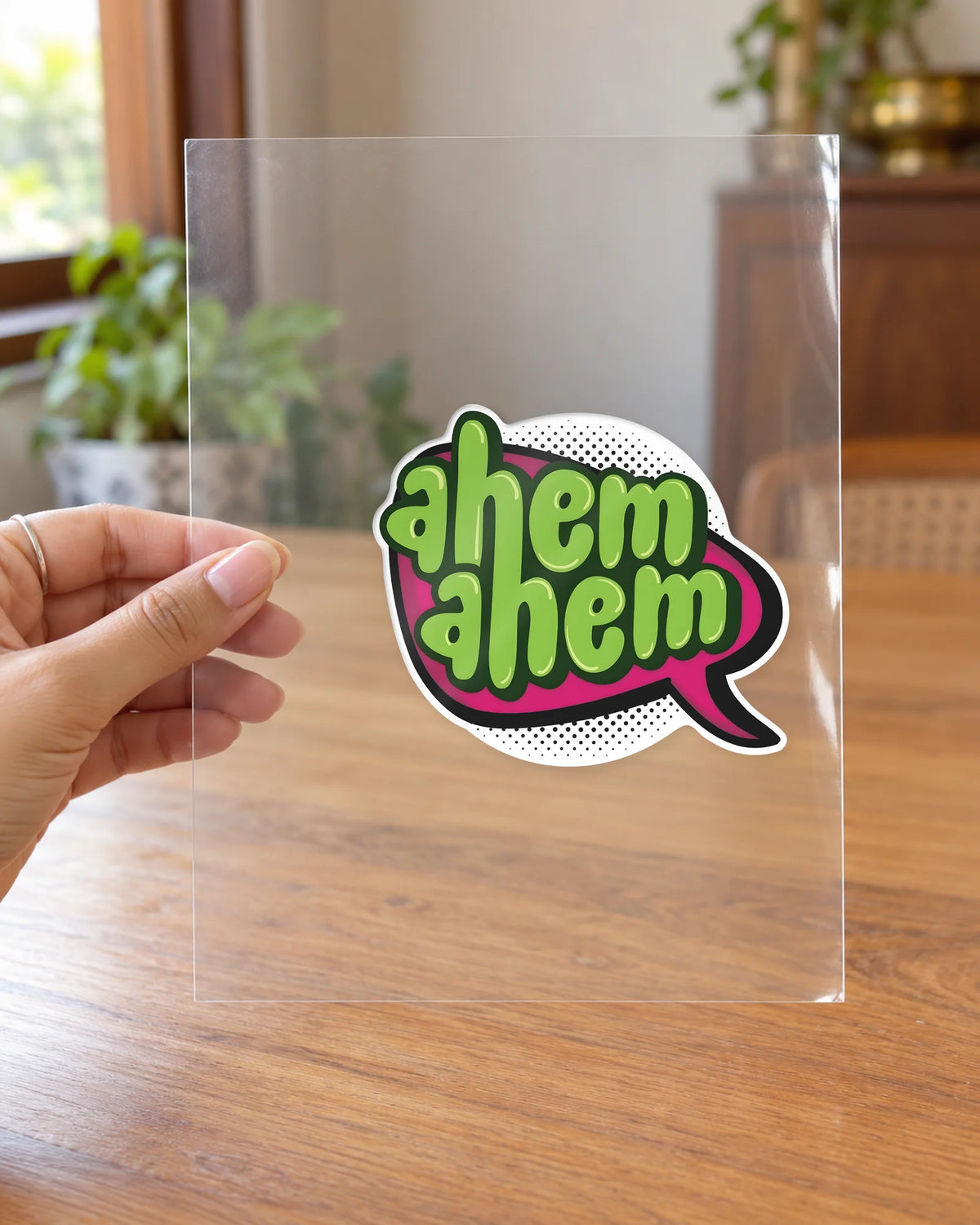 Ahem hard surface patch on clear film
