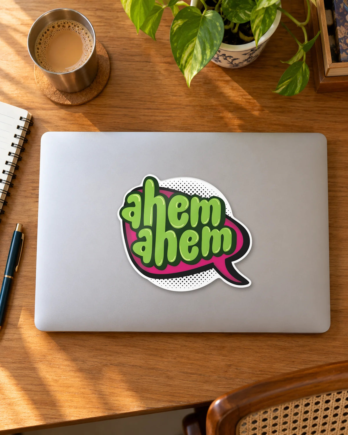 Ahem sticker mockup