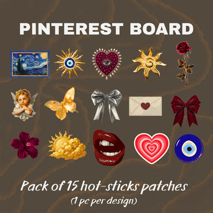 Pinterest Board | Pack of 15 Hot-Sticks | Iron on patches