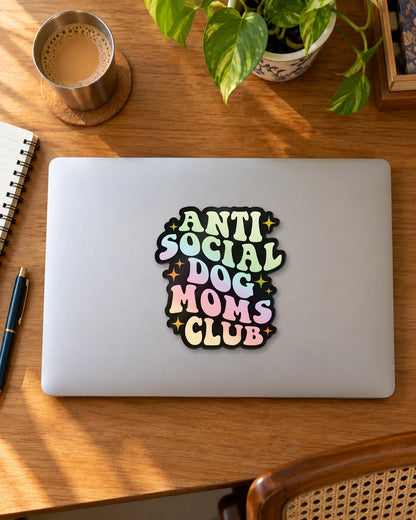 Anti Social Dog Mom sticker mockup
