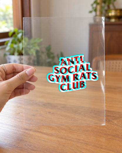 Anti Social Gym Rats Club hard surface patch on clear film