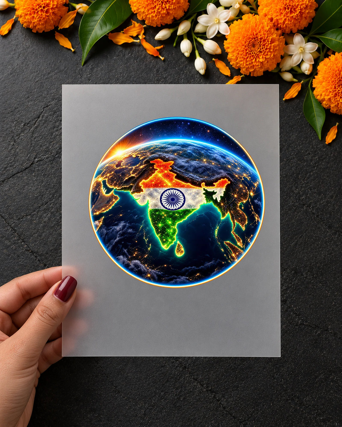 Antriksh Se Bharat iron-on patch in hand