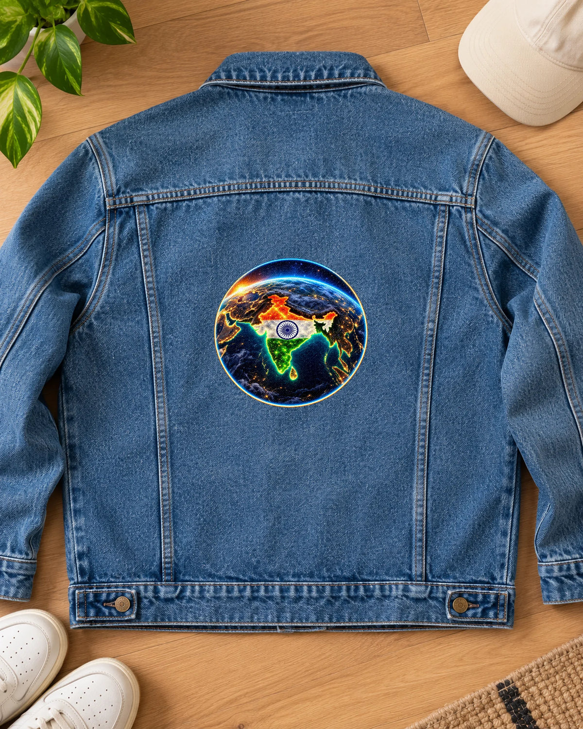 Antriksh Se Bharat iron-on patch on clothes