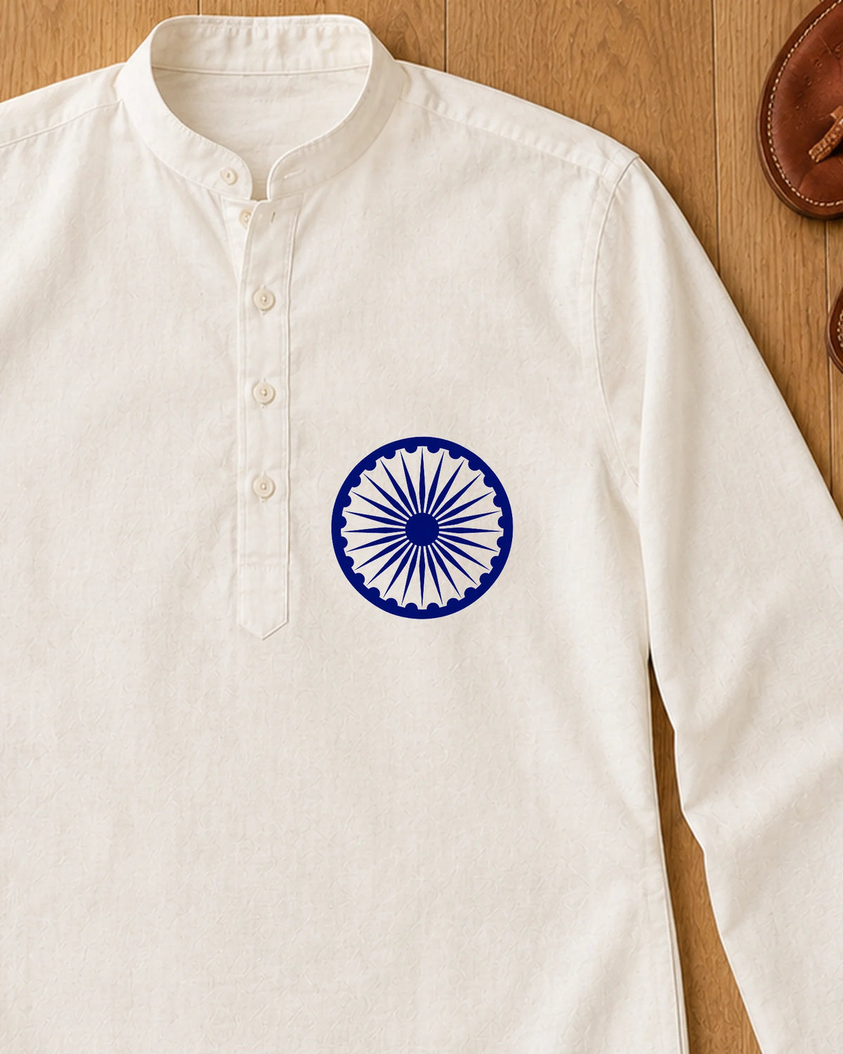 Ashoka Chakra iron-on patch on clothes