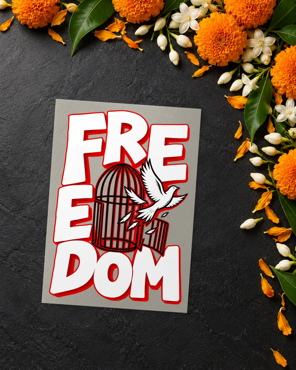 Azaadi iron-on patch transfer