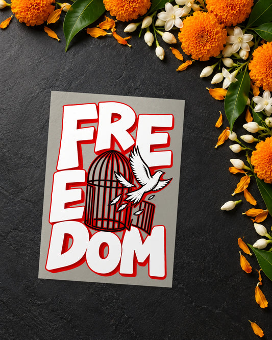 Azaadi iron-on patch transfer
