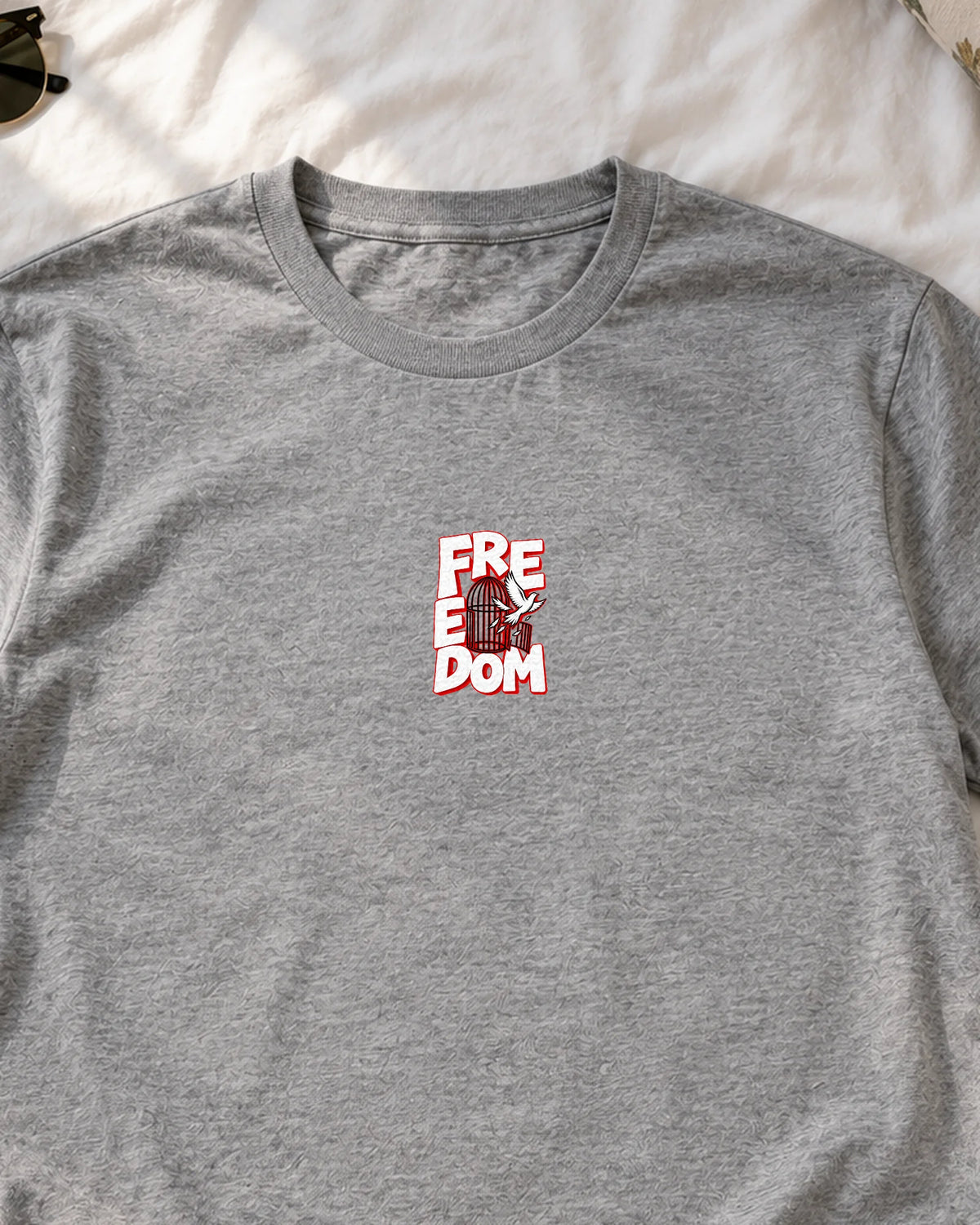Azaadi iron-on patch on clothes