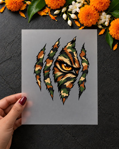 Baagh Ki Nazar iron-on patch in hand