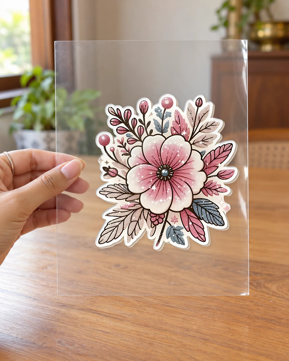 Berry Blossom Charm hard surface patch on clear film
