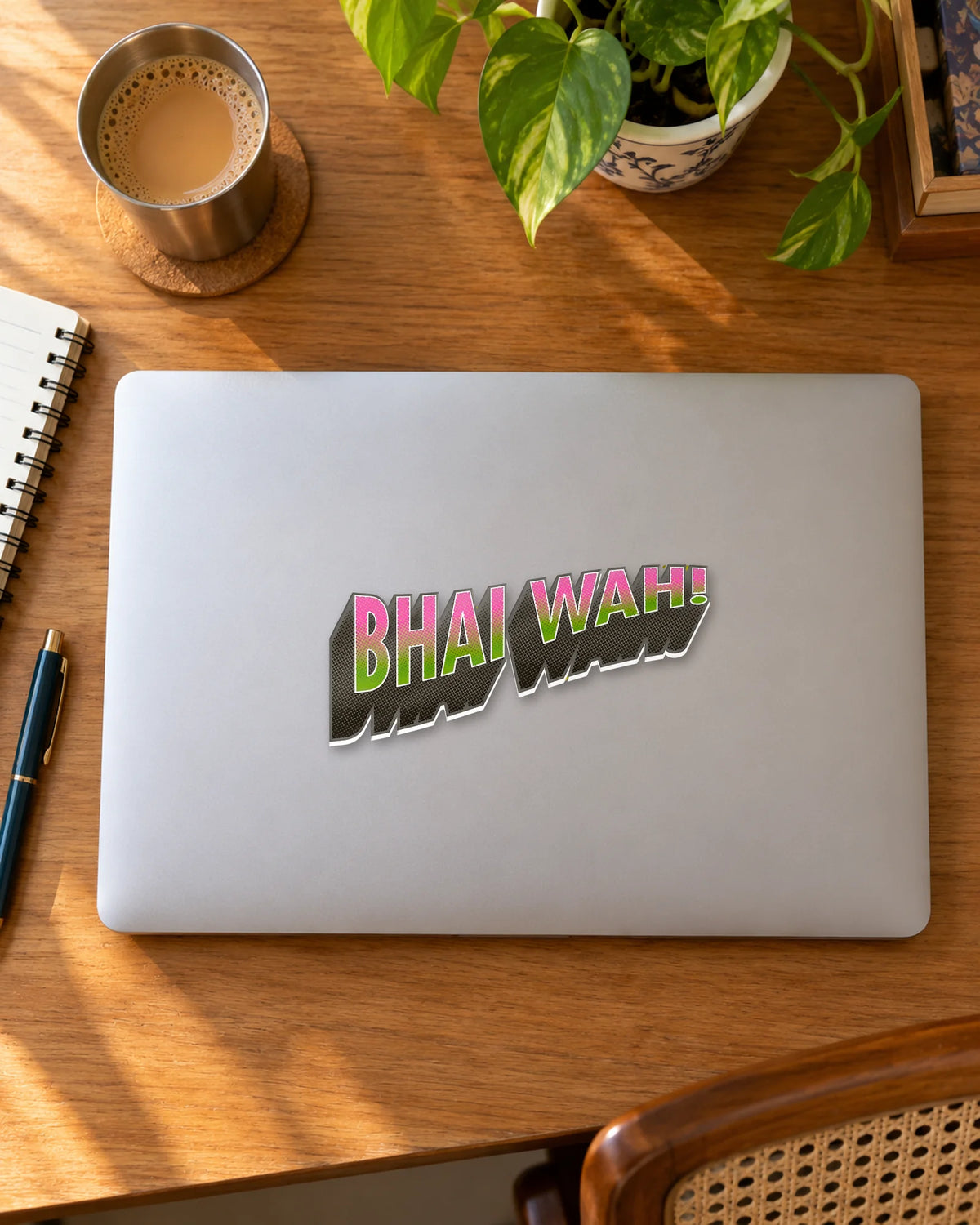 Bhai Wah! sticker mockup
