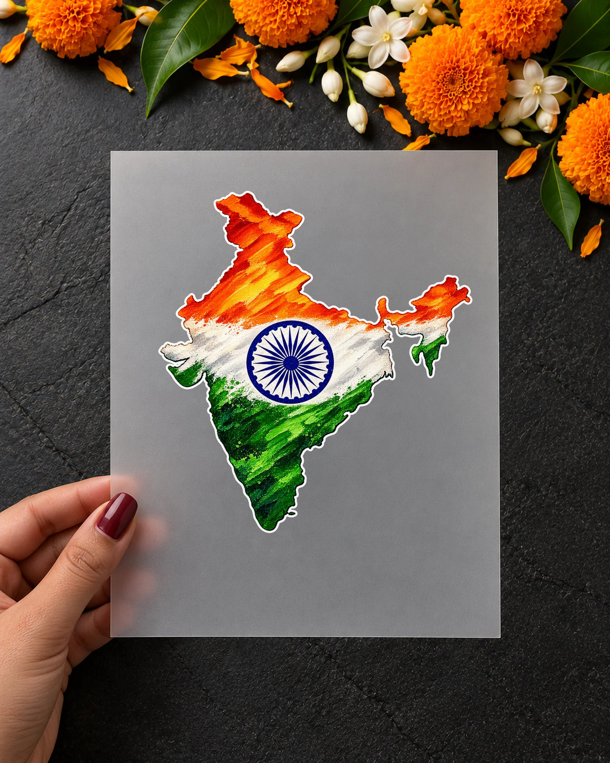 Bharat Ka Naksha iron-on patch in hand