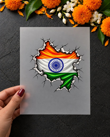 Bharat Unbroken iron-on patch in hand