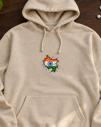 Bharat Unbroken iron-on patch on clothes